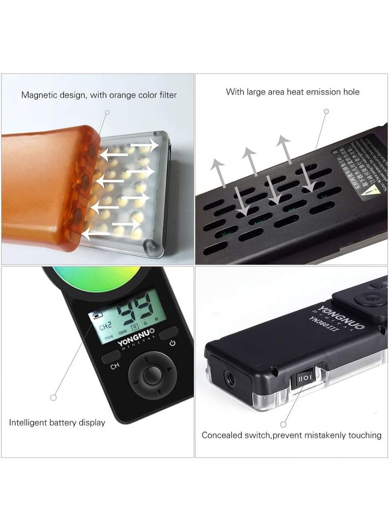 يونجنيو يونغنو YN360 III برو ضوء فيديو LED – عصا إضاءة يدوية ثنائية اللون 3200K-5500K مع RGB وتحكم عن بُعد - Image 4